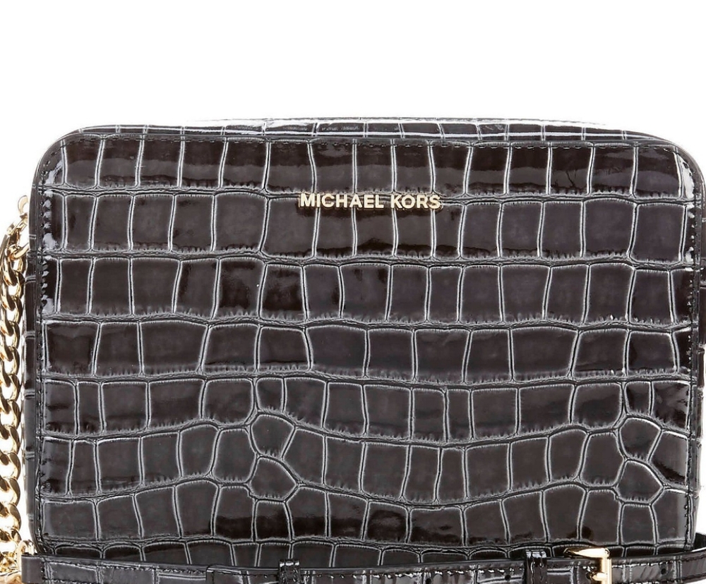 Michael Kors Black Croc Jet Set Crossbody Bag